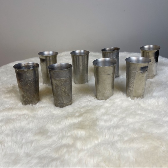 Other - Set of 8 Vintage Hammered Aluminum Tumblers